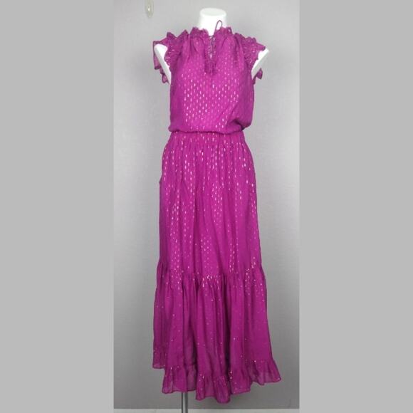 Generation Love Peggy Lurex Blouse & Selena Maxi Magenta Skirt Silk Blend Small - Picture 2 of 14